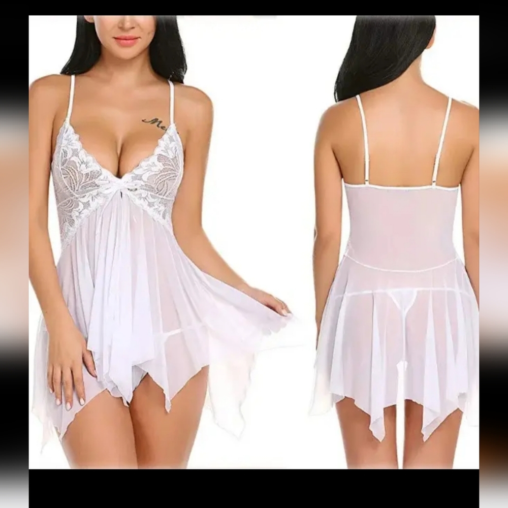 Sensational White Lace Nightgown